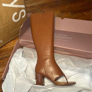 Open toe knee high boots